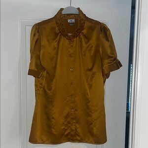 Worthington Brown Buttoned Blouse with Peter Pan Collar